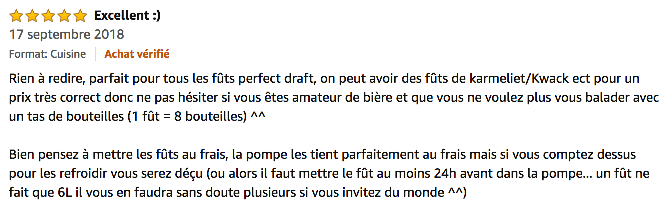 Quelle est la dimension d'une pompe perfectdraft ?